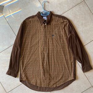 Corduroy plaid button down shirt